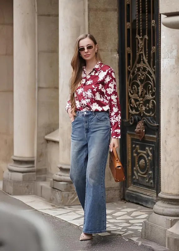 GRACE KARIN Women Long Sleeve Silk Button Down 2XL – product photo 8 of 9