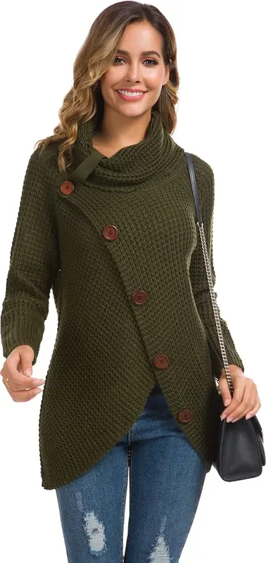 GRECERELLE Chunky Knit Cowl Neck Sweaters – product photo 8 of 8