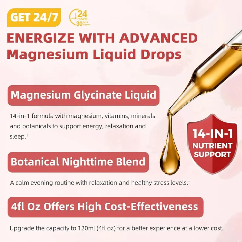 GREENPEOPLE Magnesium Glycinate Liquid Drops 4 Fl Oz (Pack of 1) – 14-in-1 magnesium complex formula