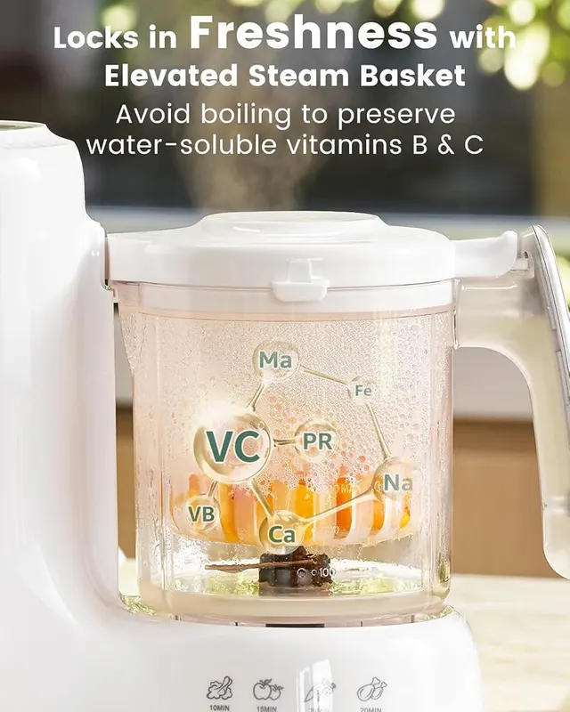 Grownsy Baby Food Maker White – Steam and blend in one bowl