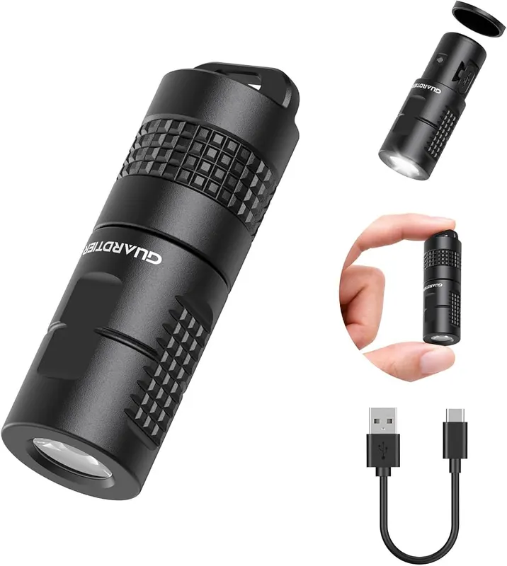Guardtier G71 Rechargeable Mini EDC Keychain Flashlight in Black