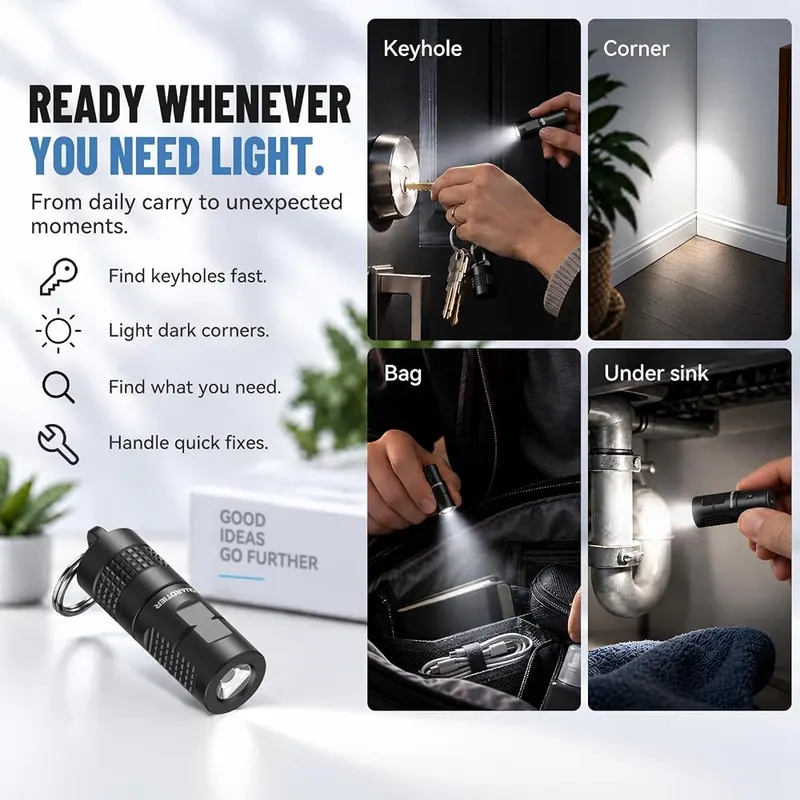 Guardtier G71 Rechargeable Mini EDC Keychain Flashlight – Pull activation with no switches