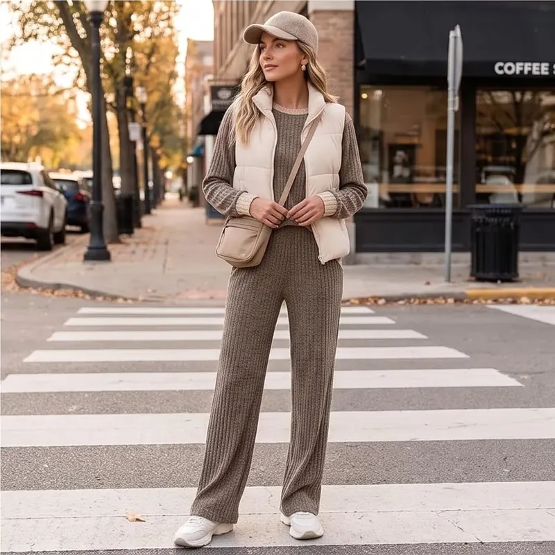 Gumipy 2 Piece Ribbed Sets C001- Camel – Occasion