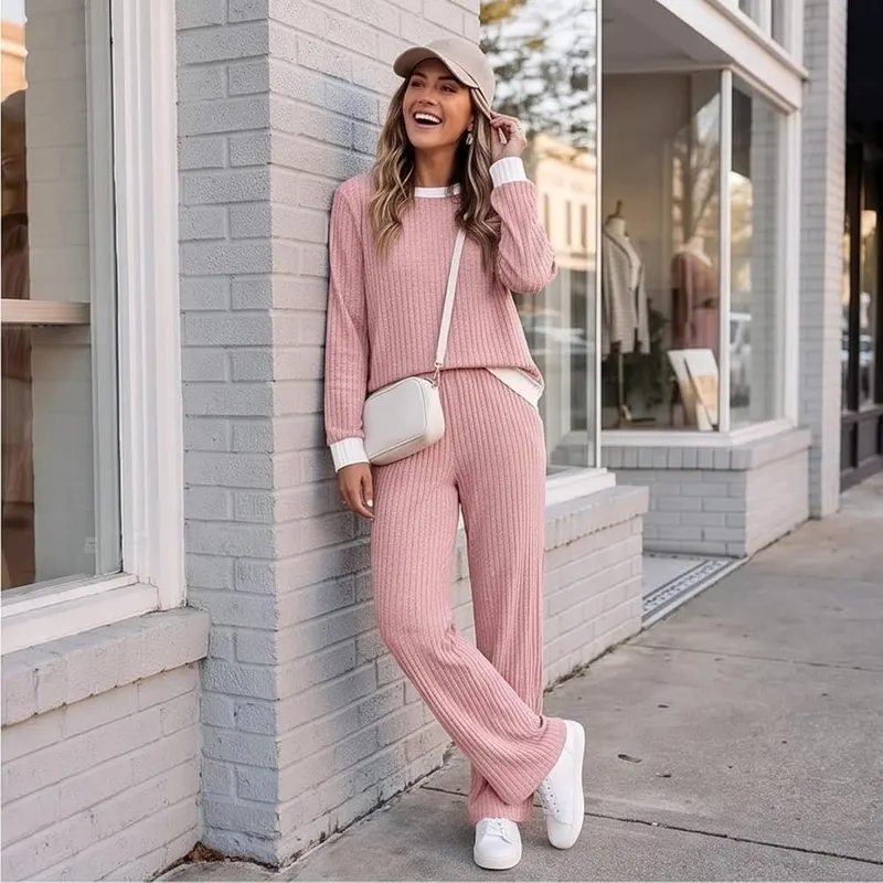 Gumipy 2 Piece Ribbed Sets C009- Pink – Feature