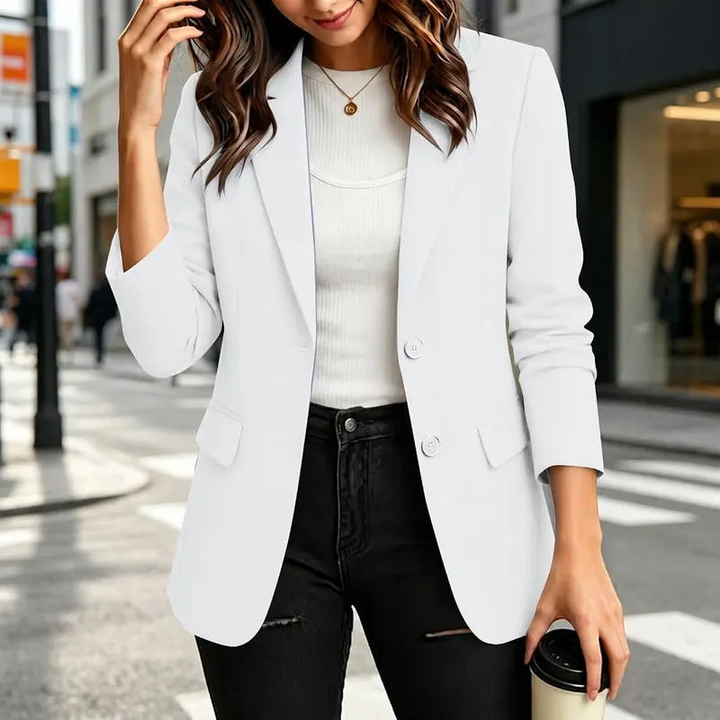 Gumipy Suit Jackets H009- White – Professional notch lapel design