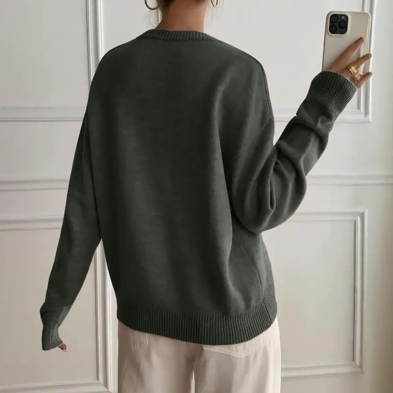 Gumipy Fall Sweaters G004- Dark Green – Comfortable long sleeve design