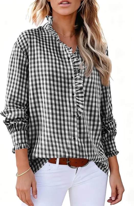 Gumipy Gingham Tops I002- Black in I002- Black