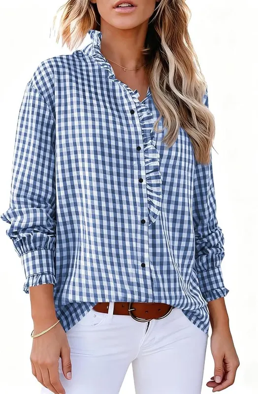 Gumipy Gingham Tops I003- Blue in I003- Blue