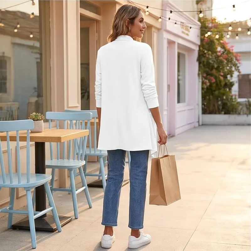 Gumipy Knit Cardigans F006- White Medium – product photo 4 of 7