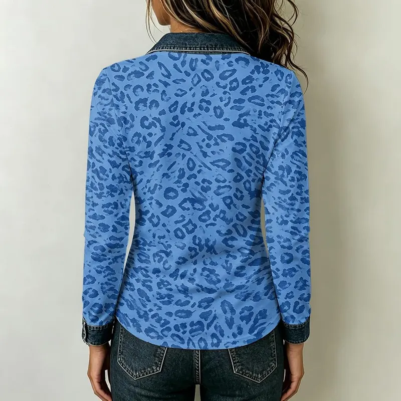 Gumipy Leopard Print Shirts C002- Blue Small – Relaxed fit for everyday comfort