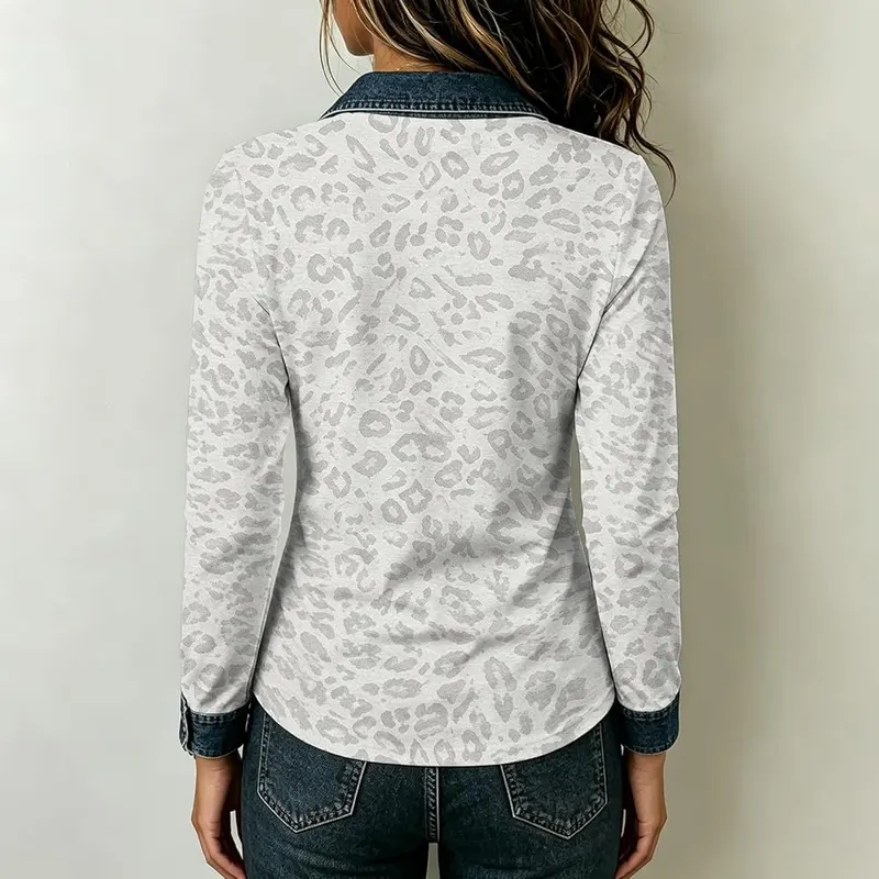 Gumipy Leopard Print Tops C009- Light Gray – Trendy leopard print pattern body