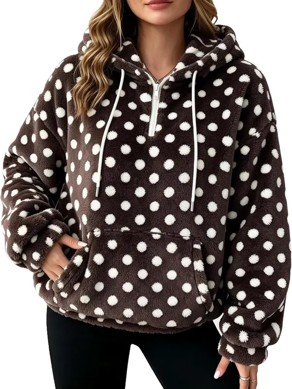 Gumipy Polka Dot Sweatshirt D004- Coffee in D004- Coffee