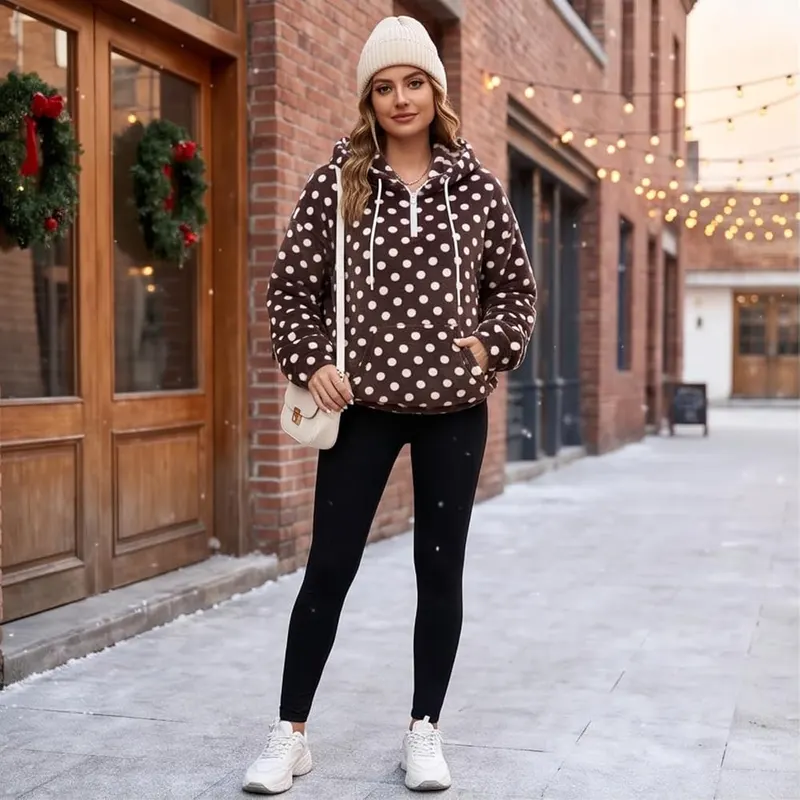 Gumipy Polka Dot Sweatshirt D004- Coffee – Material