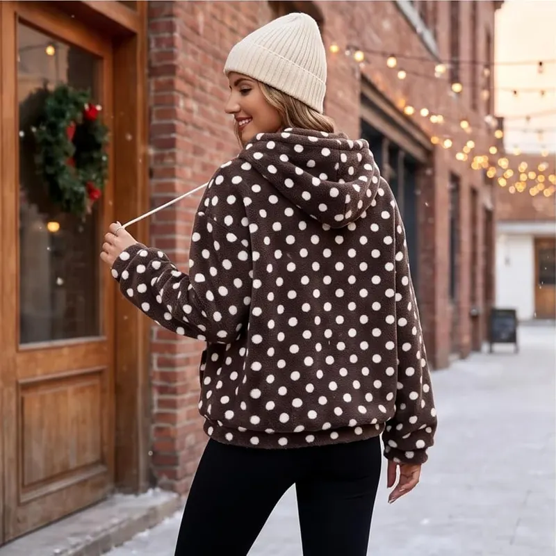 Gumipy Polka Dot Sweatshirt D004- Coffee – Feature