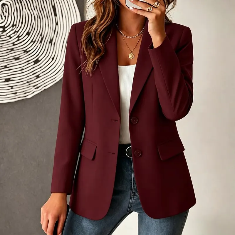 Gumipy Suit Jackets H008- Wine – Lightweight smooth fabric construction