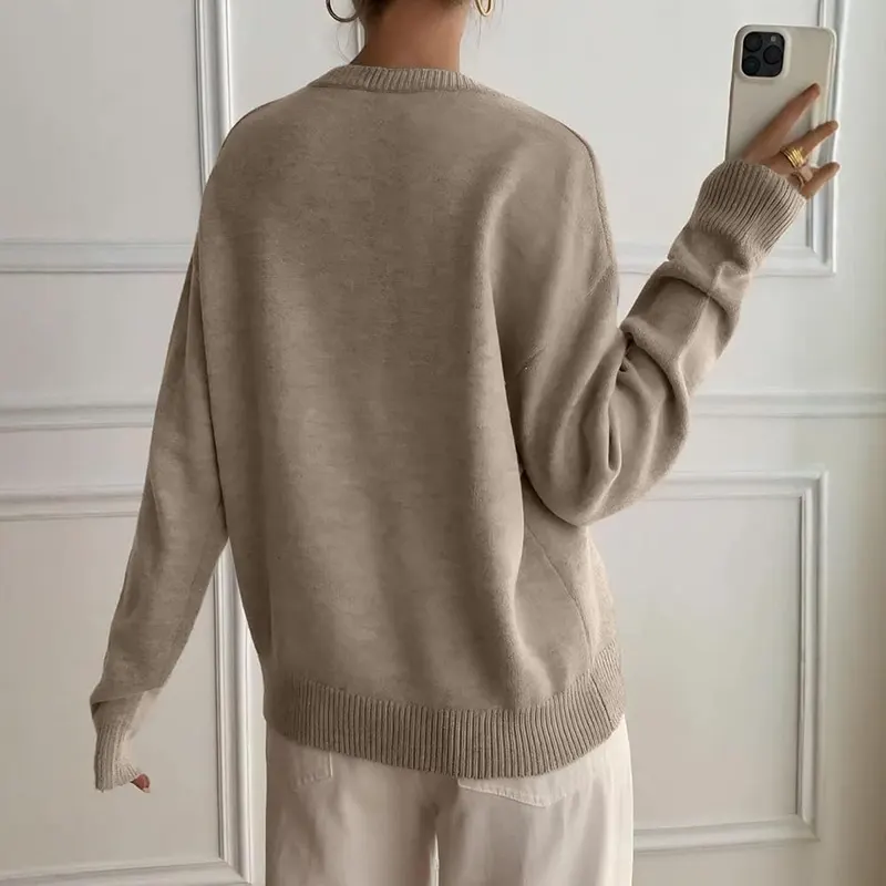 Gumipy Womens Fall Sweaters 2 in 1 G001- Khaki – Generous XX-Large size for relaxed comfort