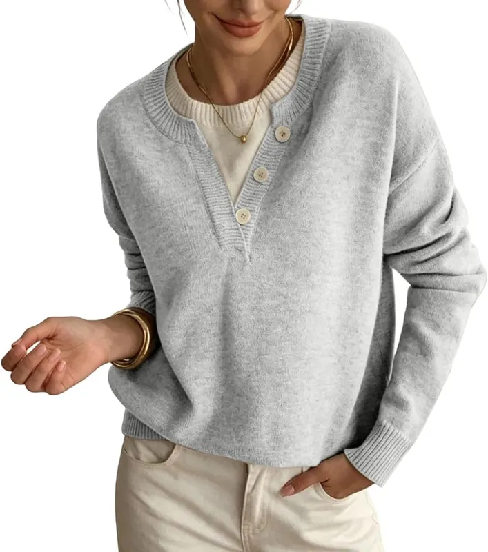 Gumipy Womens Fall Sweaters 2 in 1 G007- Light Gray in G007- Light Gray