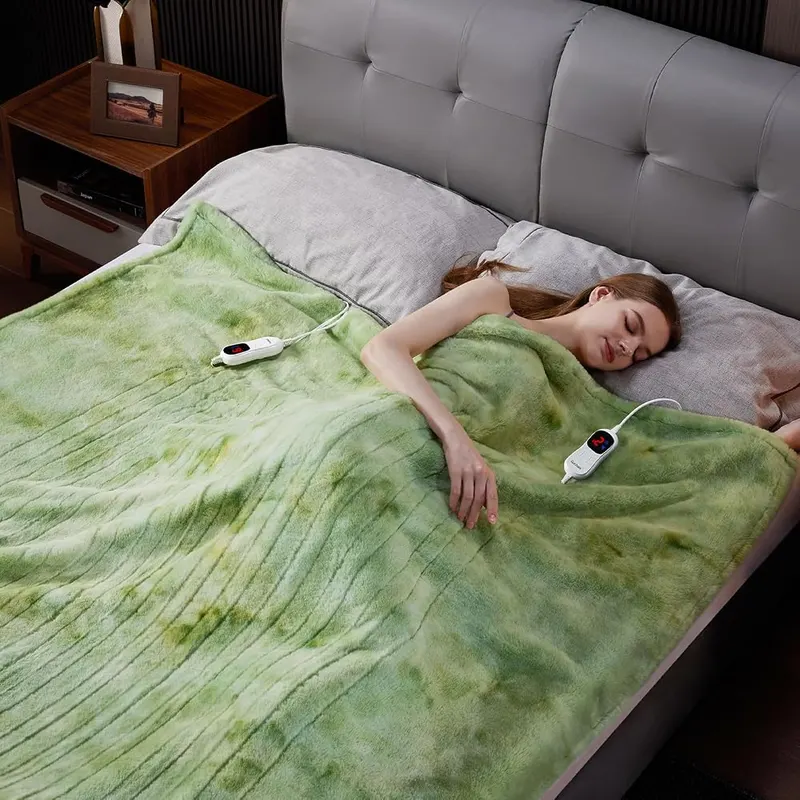 Guohaoi Heated Blanket Light Green 84”*90” – Light green polyester finish