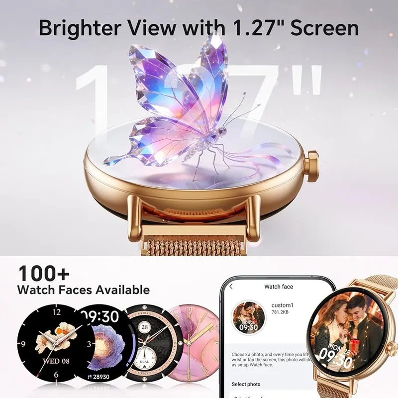 Gydom Smart Watch Golden – Bluetooth calls with noise reduction
