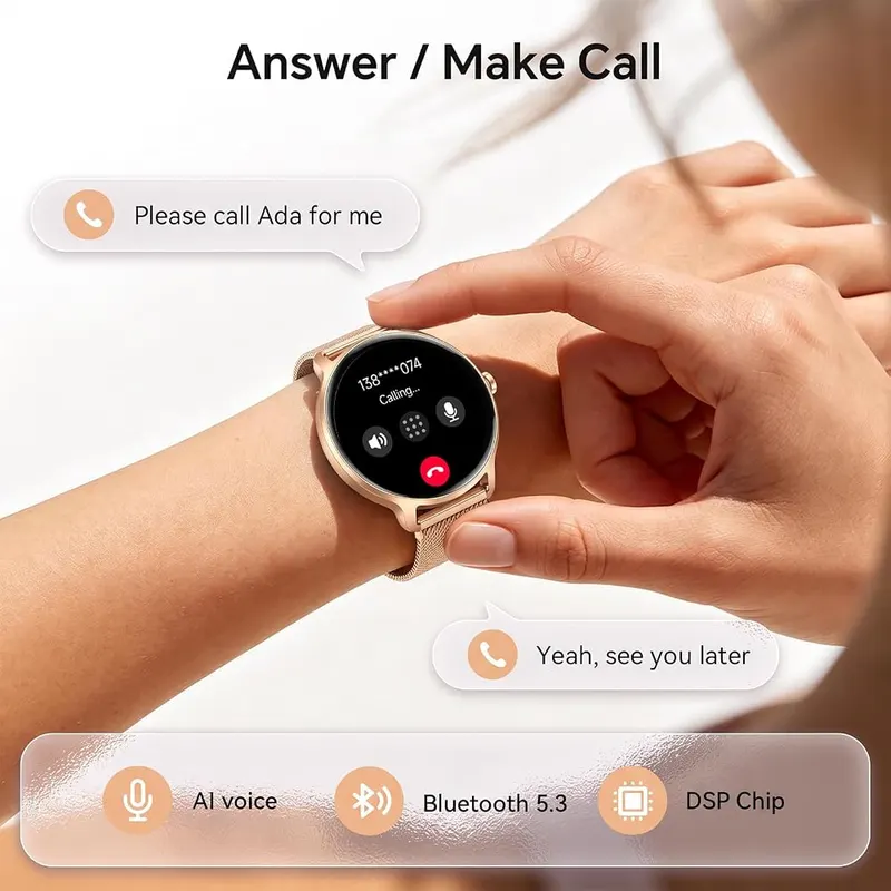 Gydom Smart Watch Golden – Compact 1.27-inch screen, 40mm case