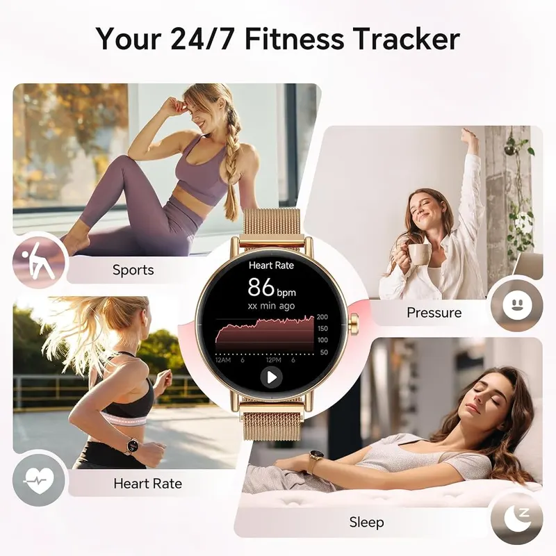 Gydom Smart Watch Golden – 110+ sport modes with auto recognition