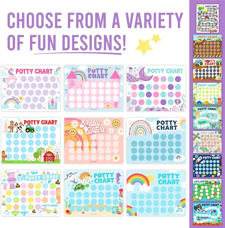 Hadley Designs 10 Potty Training Chart Mermaid – Pack of 10 potty training charts