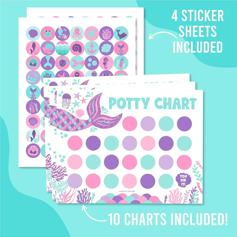 Hadley Designs 10 Potty Training Chart Mermaid – Sticker reward chart format