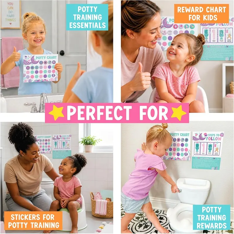 Hadley Designs 10 Potty Training Chart Mermaid – Paper chart with no app needed