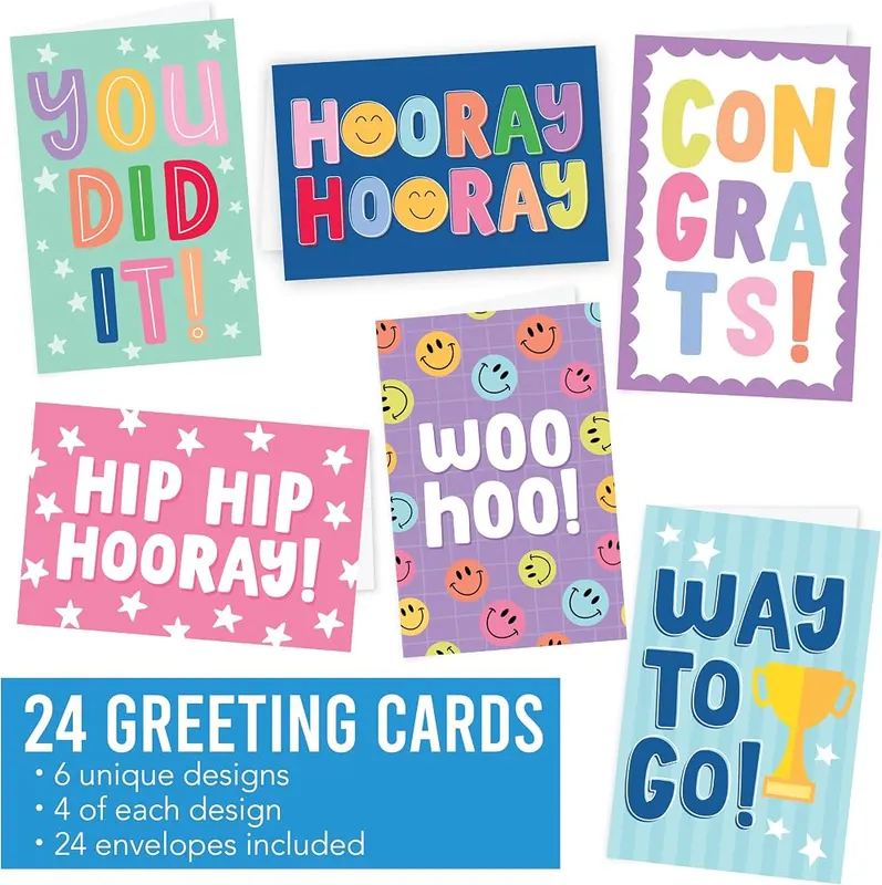 Hadley Designs 24 Congratulations Cards – Six unique pastel designs
