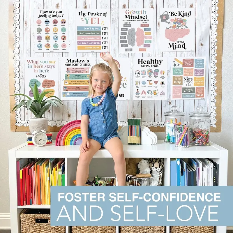 Hadley Designs 9 Mental Health Posters Boho Pastel – Nine 11x14 inch posters