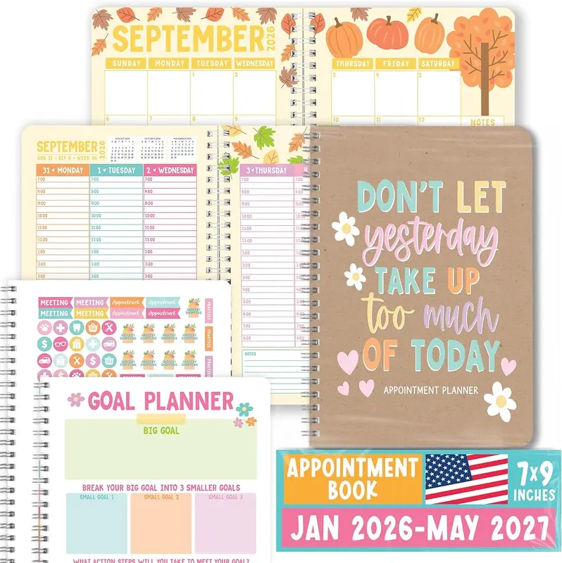 Hadley Designs Hourly Appointment Book 2026 in Kraft Colorful
