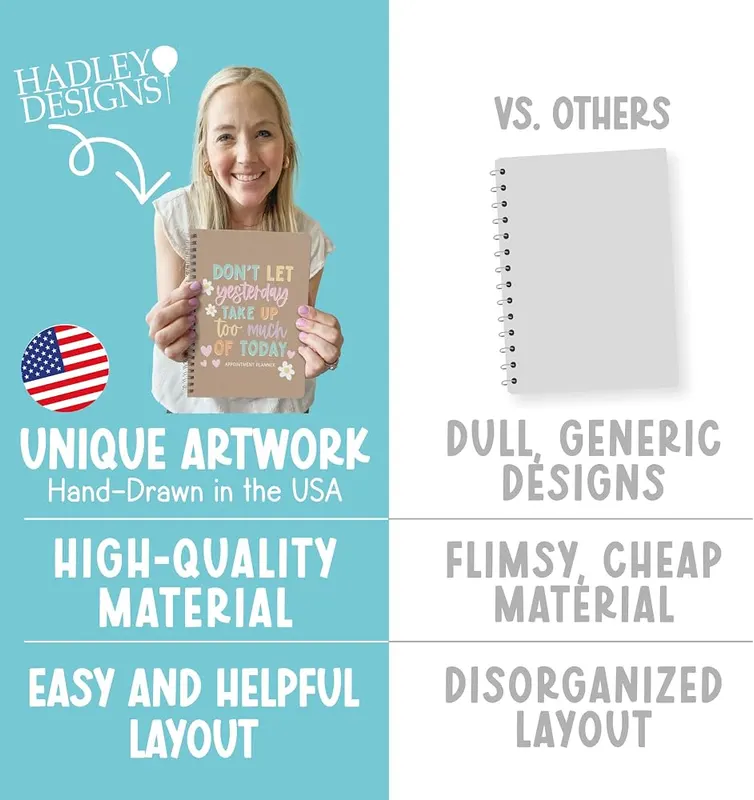 Hadley Designs Hourly Appointment Book 2026 – Monthly and weekly spreads