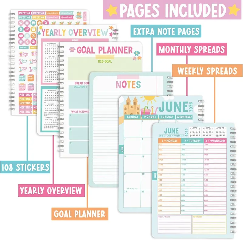 Hadley Designs Hourly Appointment Book 2026 – Colorful seasonal artwork