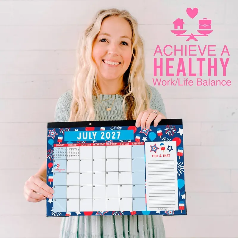 Hadley Designs Large Desk Calendar 2027 – 18 months from January 2027