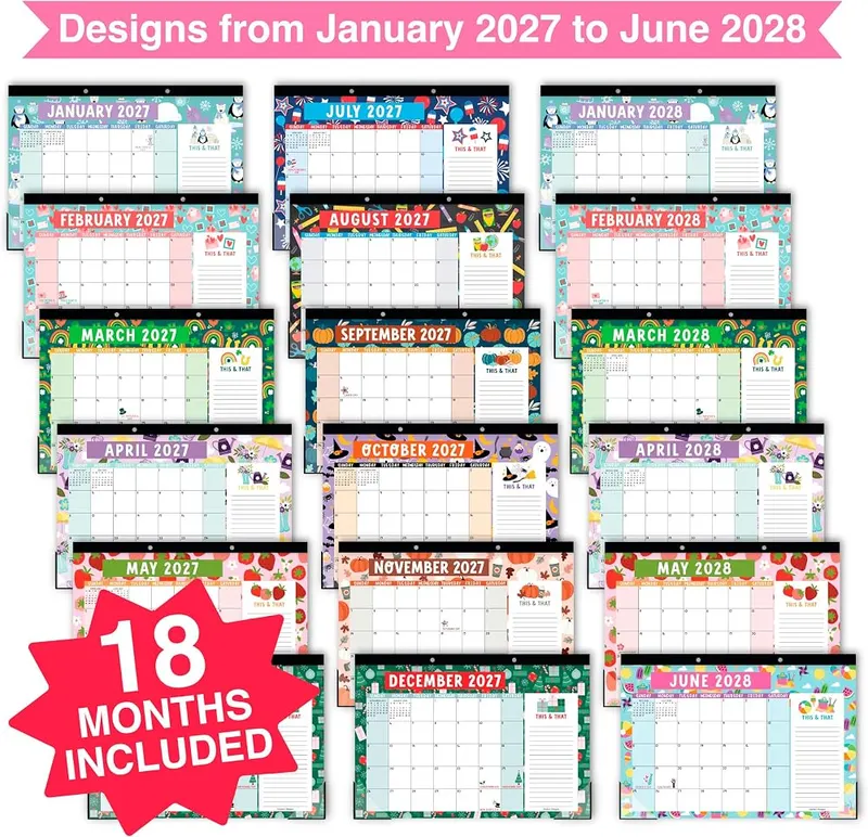 Hadley Designs Large Desk Calendar 2027 – Thick bleedproof paper
