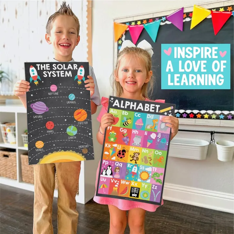 Hadley Designs Learning Posters 16-Pc Chalk Colorful – Chalk Colorful design style