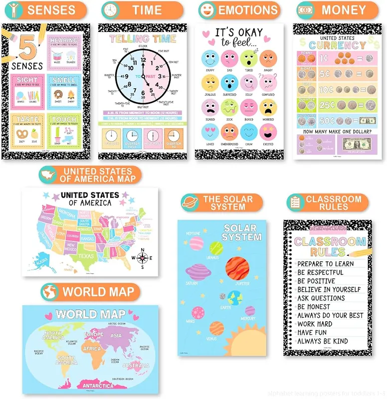 Hadley Designs Learning Posters 16-Pc Composition Notebook – Composition notebook design theme