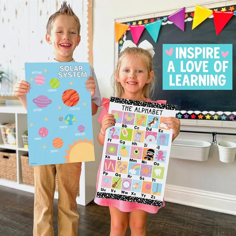 Hadley Designs Learning Posters 16-Pc Composition Notebook – Alphabet, numbers and days of the week