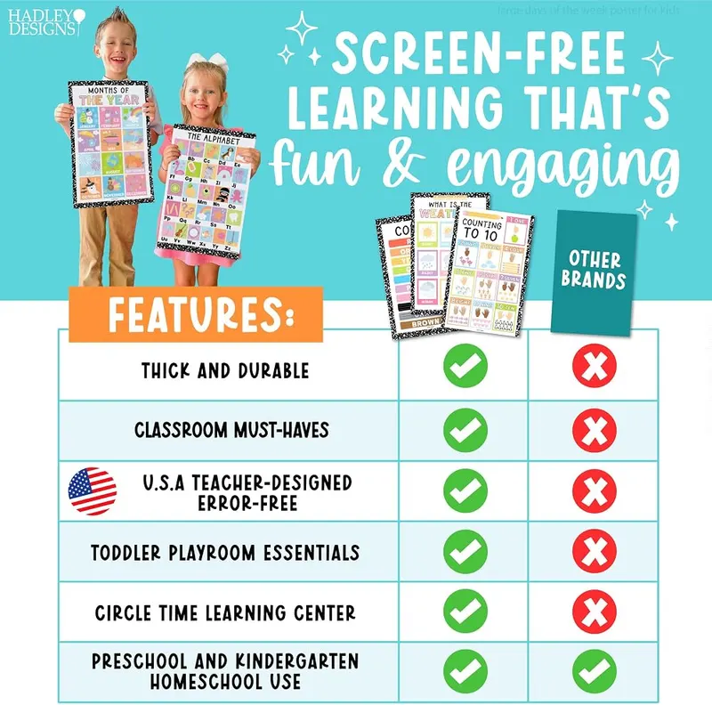 Hadley Designs Learning Posters 16-Pc Composition Notebook – Weather, time, money and body topics