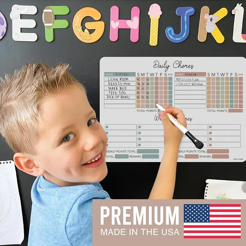 Hadley Designs Magnetic Chore Chart Boho Pastel – Dry erase surface for quick updates