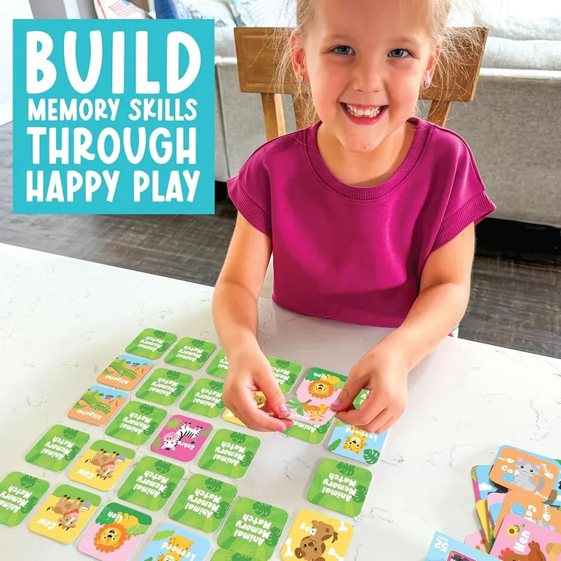 Hadley Designs Memory Matching Game – 2 x 2 inch cards for small hands