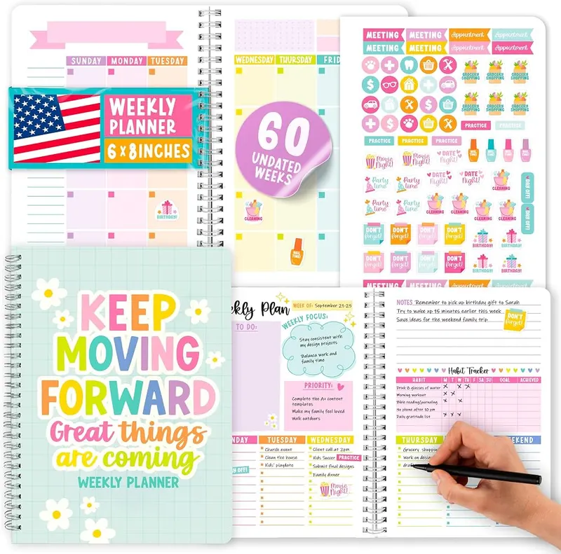 Hadley Designs Undated Weekly Planner Spiral in Teal Pastel 2