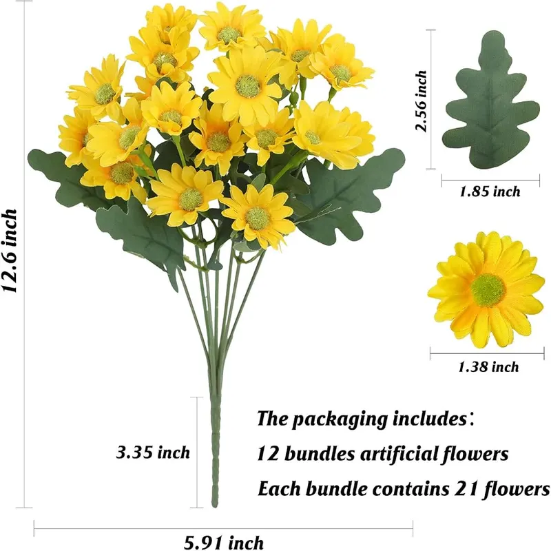HAIDOLIANG Artificial Mums Flowers – Measures thirteen point eight inches long