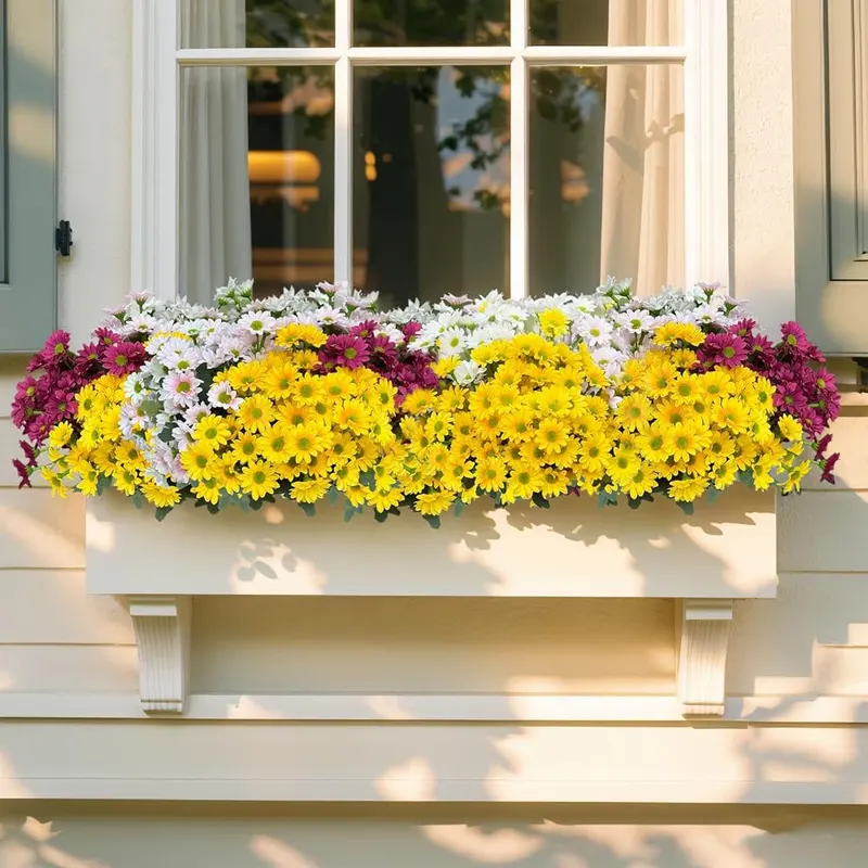 HAIDOLIANG Artificial Mums Flowers – Crafted with silk daisies and plastic