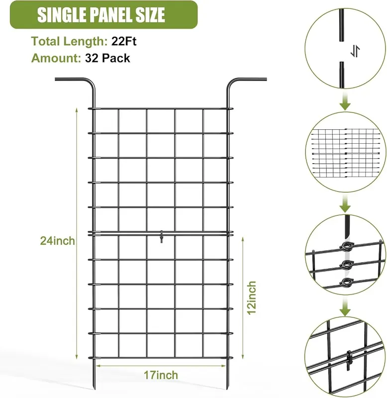 Haktessera 32 Pack Decorative Garden Fence – Thirty-two metal fence panels included