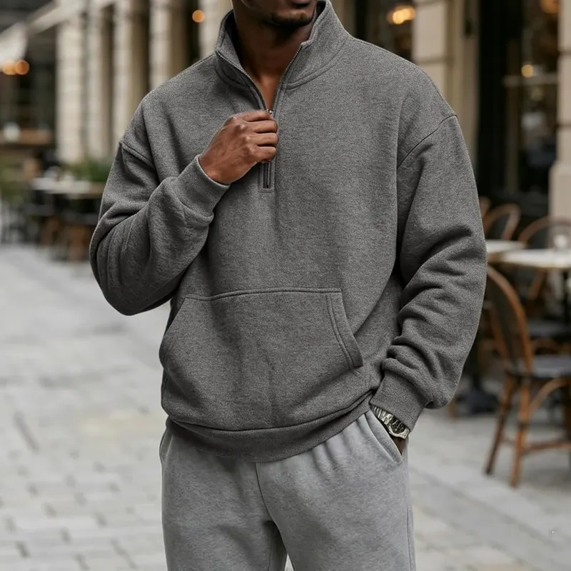 Half Zip Pullover Men Lounge Warm Fleece – product photo 2 of 6