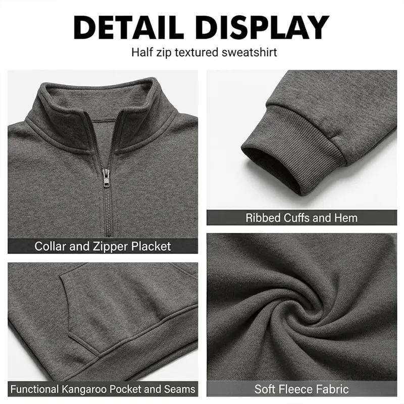 Half Zip Pullover Men Lounge Warm Fleece – product photo 5 of 6