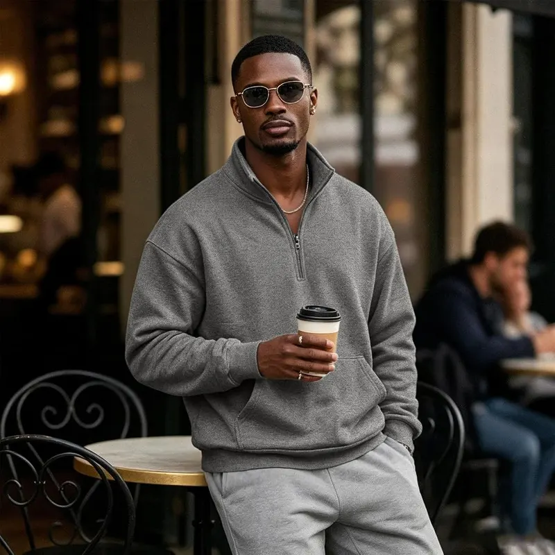 Half Zip Pullover Men Lounge Warm Fleece – product photo 6 of 6