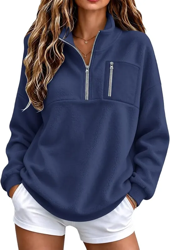 Half Zip Pullover Women Mock Neck Casual – product photo 2 of 8