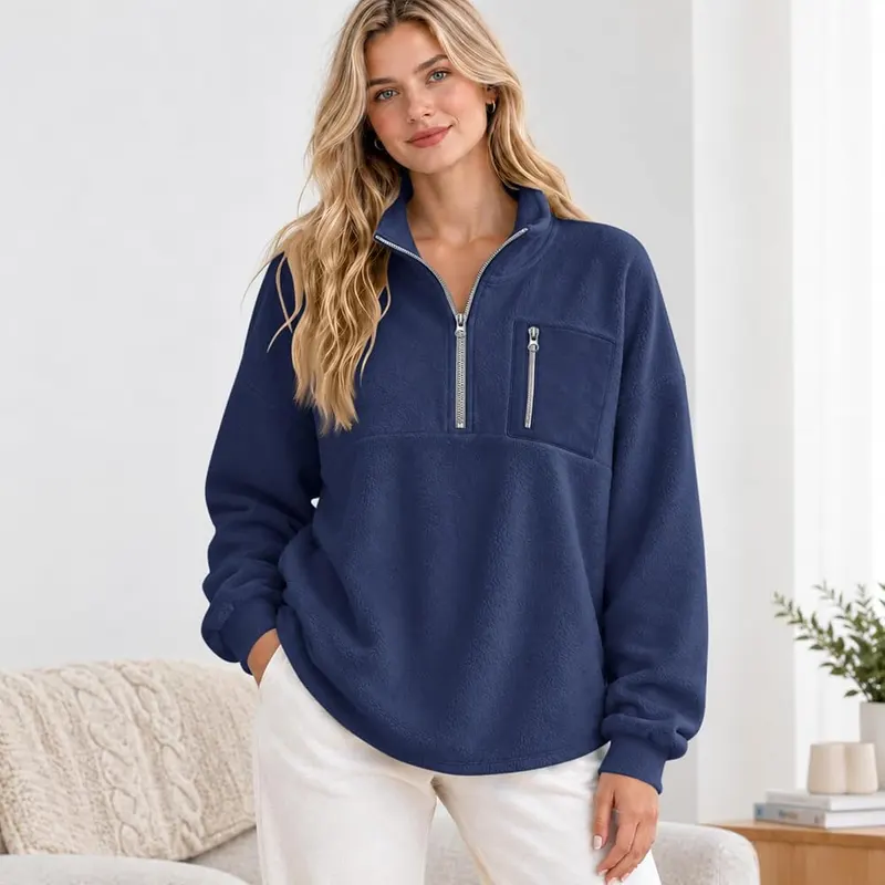 Half Zip Pullover Women Mock Neck Casual – product photo 3 of 8